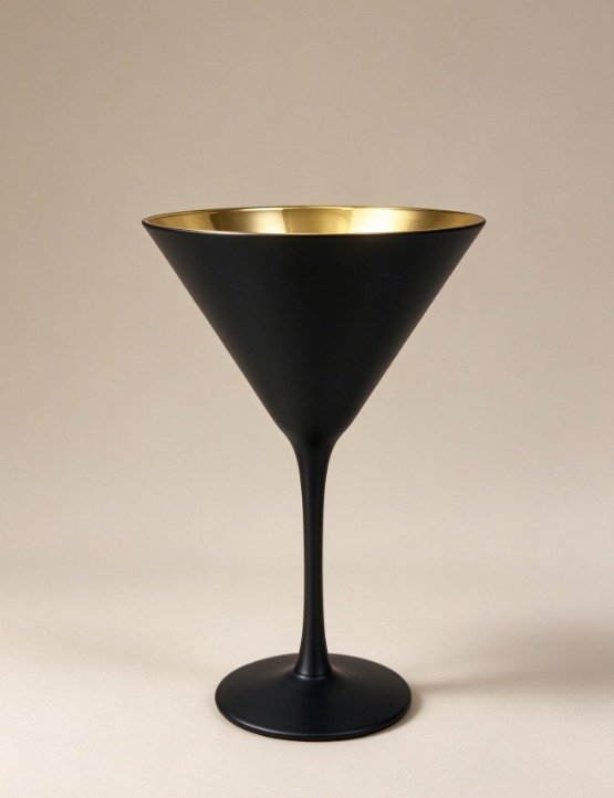 230ml Black and Gold Martini Glass with Black Exterior and Gold Interior